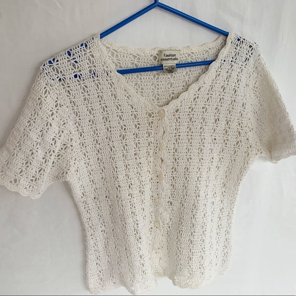 SOLD ❌ Crocheted top short sleeves size M vintage woman’s - Picture 4 of 12